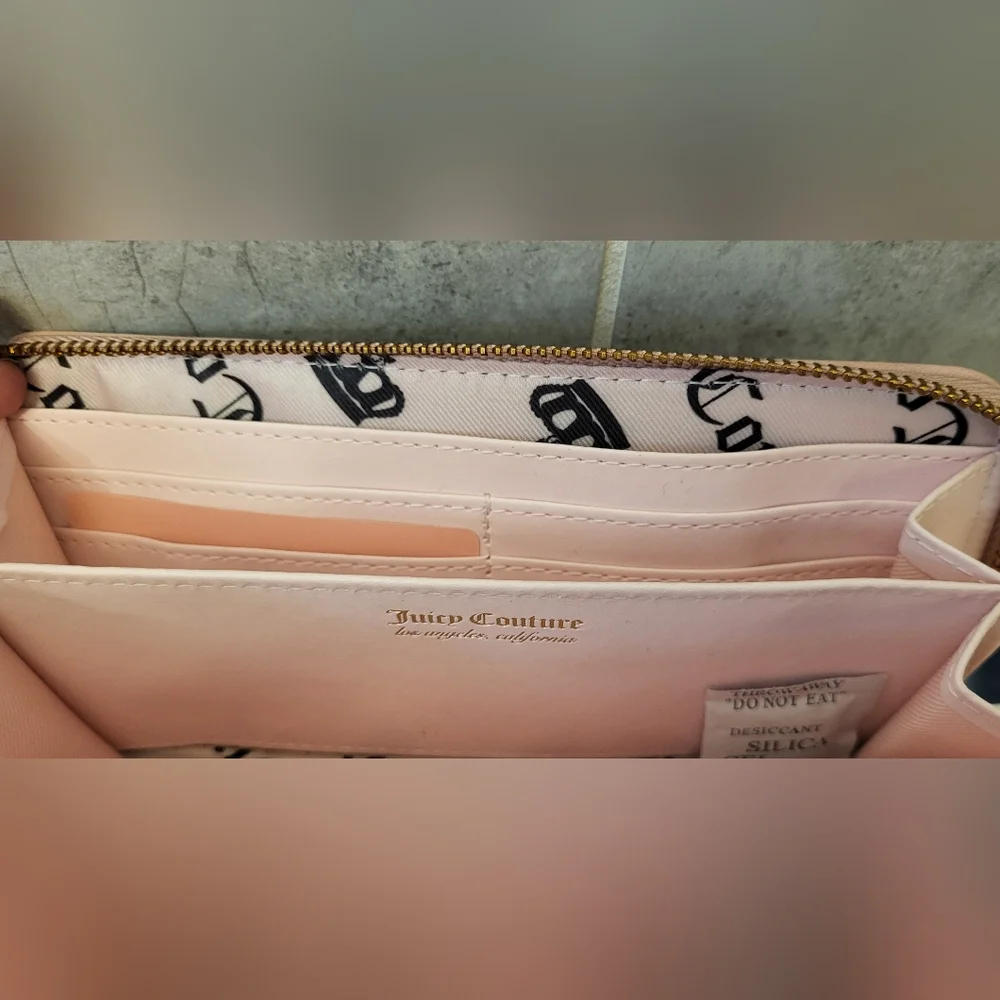 Juicy Couture Dusty Blush Pink, Romance Gusset Large Zipper Wallet - NWT
